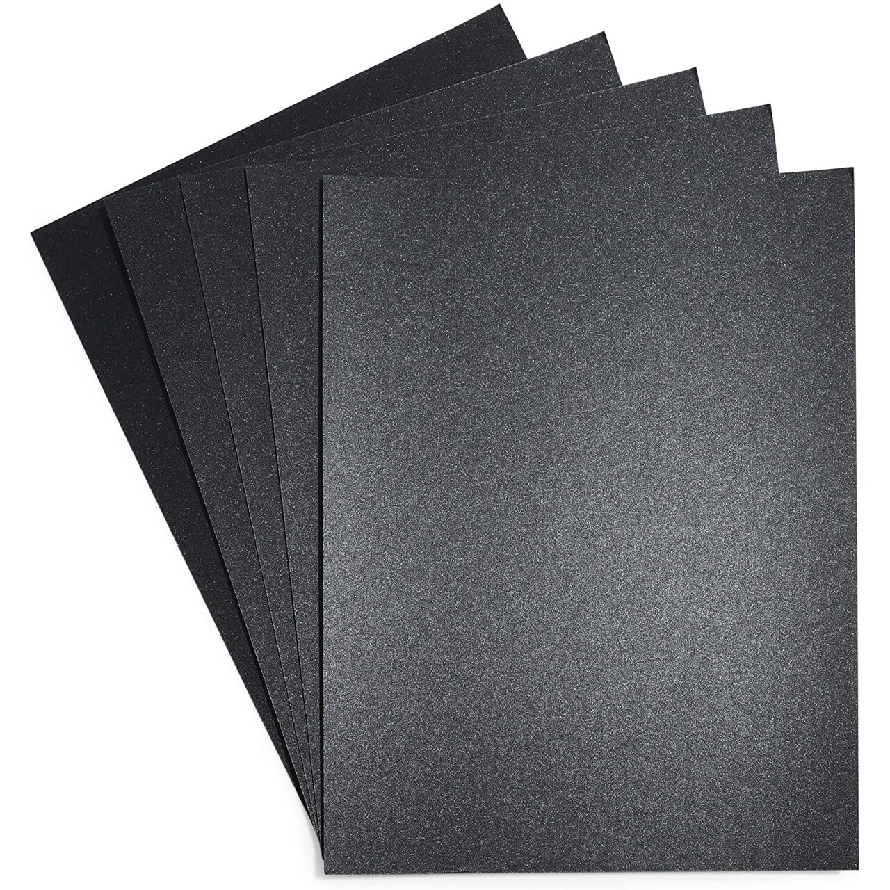 Black Shimmer Paper, 250gsm Metallic Sheets for Crafts (8.5 x 11 in, 50 Pack)